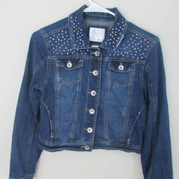Justice Other - Justice Denim Jacket 14 Distressed Rhinestones